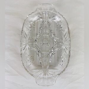 Anchor Hocking Cut Glass Star of David Divided Dish